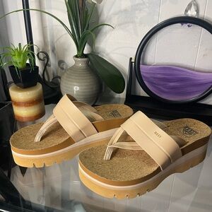 Reef Tan Cream Platform Sandals